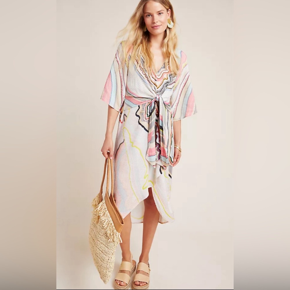 Conditions Apply Anthropologie Tara Dolman-Sleeved Midi Dress Size Small Petite